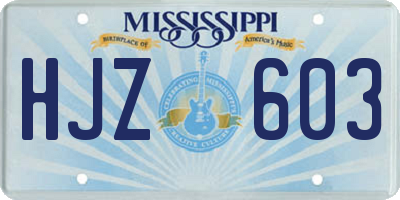 MS license plate HJZ603