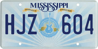 MS license plate HJZ604