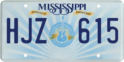MS license plate HJZ615