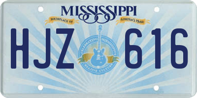 MS license plate HJZ616
