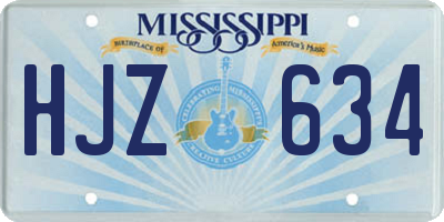 MS license plate HJZ634