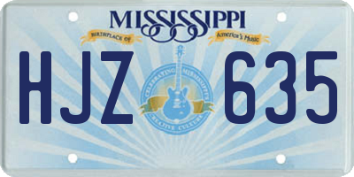 MS license plate HJZ635