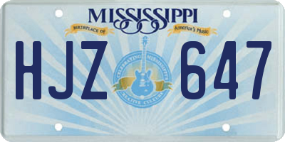 MS license plate HJZ647