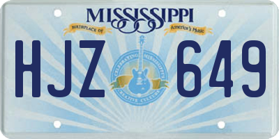 MS license plate HJZ649