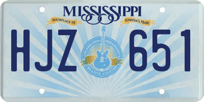 MS license plate HJZ651