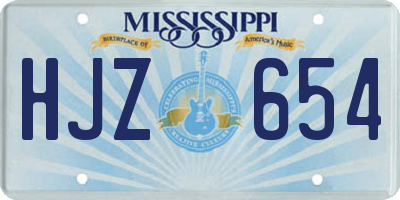 MS license plate HJZ654
