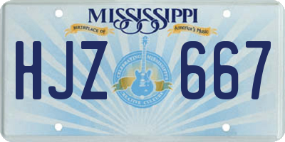 MS license plate HJZ667