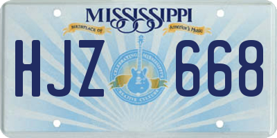MS license plate HJZ668