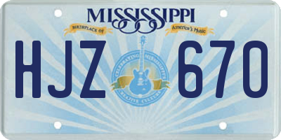 MS license plate HJZ670