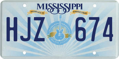 MS license plate HJZ674