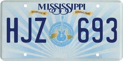 MS license plate HJZ693
