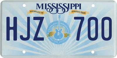 MS license plate HJZ700