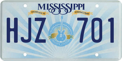 MS license plate HJZ701