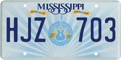 MS license plate HJZ703