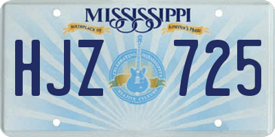 MS license plate HJZ725