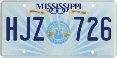 MS license plate HJZ726