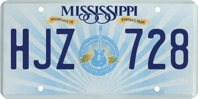 MS license plate HJZ728