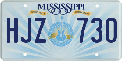 MS license plate HJZ730