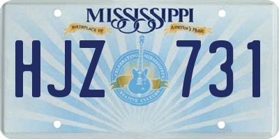 MS license plate HJZ731