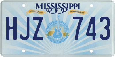 MS license plate HJZ743