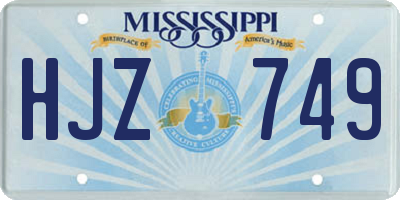 MS license plate HJZ749