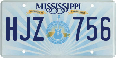 MS license plate HJZ756