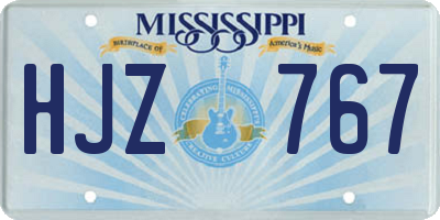 MS license plate HJZ767