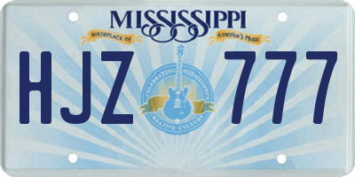 MS license plate HJZ777