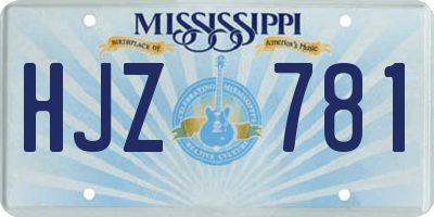 MS license plate HJZ781