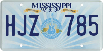 MS license plate HJZ785