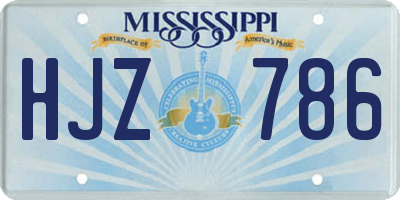 MS license plate HJZ786