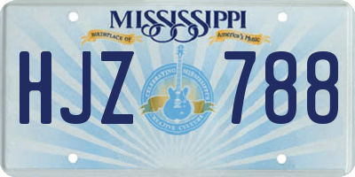 MS license plate HJZ788