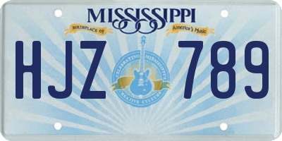 MS license plate HJZ789