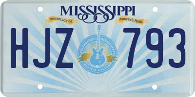 MS license plate HJZ793