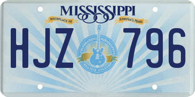 MS license plate HJZ796