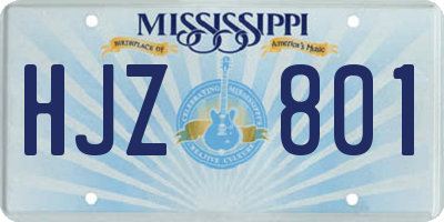 MS license plate HJZ801