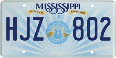 MS license plate HJZ802