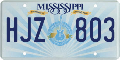 MS license plate HJZ803