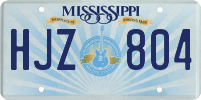 MS license plate HJZ804