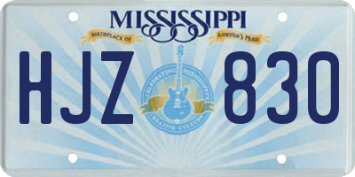 MS license plate HJZ830