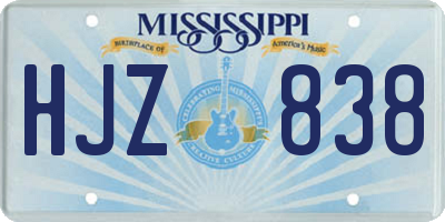 MS license plate HJZ838
