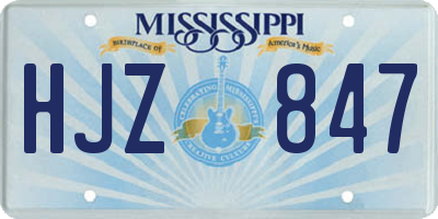 MS license plate HJZ847