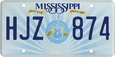 MS license plate HJZ874