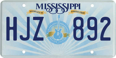 MS license plate HJZ892