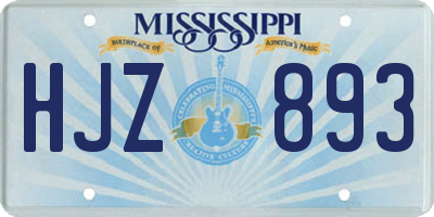 MS license plate HJZ893