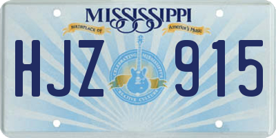 MS license plate HJZ915