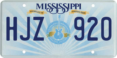 MS license plate HJZ920