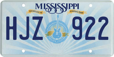MS license plate HJZ922