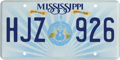 MS license plate HJZ926