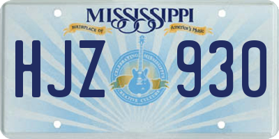 MS license plate HJZ930